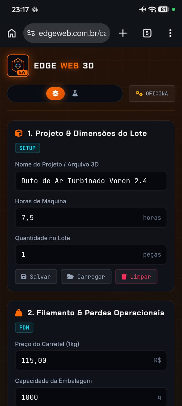 Calculadora 3D da EdgeWeb